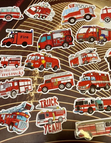 50Pcs Stickers Fire Truck Fire Engine Fridge Graffiti Skateboard Car Phone Vinyl - Picture 7 of 9