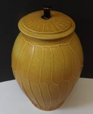 Pottery Jardineire VASE or Lidded JAR Large Arts & Crafts Style Vintage 10" x 6"