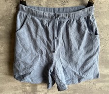 Vintage 1980s Marika Blue Textured Cotton Drawstring Waist Shorts Size L USA