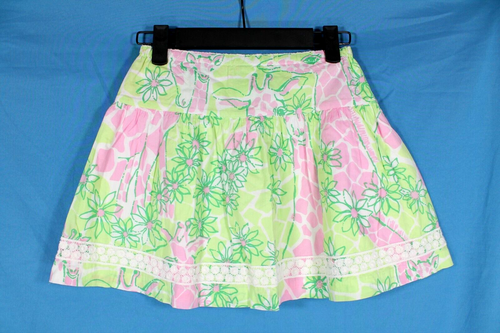 Falda LILLY PULITZER Rosa/Verde FLORAL ESTAMPADO JIRAFA Borde de Encaje PLISADO LÍNEA A 6x - Imagen 5 de 5