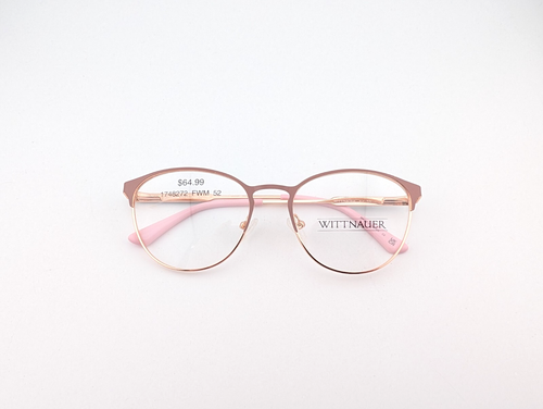 Wittnauer Brille, nur Gestell, Maura, 52-18-135, Metall, rosa/roségold