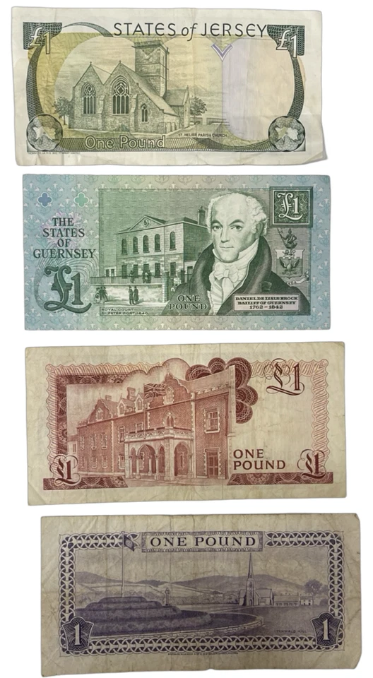 CHANNEL ISLANDS 4 BANKNOTE COLLECTION - JERSEY, GIBRALTAR, GUERNSEY, ISLE OF MAN - Image 2 of 2