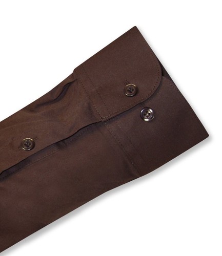 Camisa de Vestir Biagio Para Hombres 100% ALGODÓN Color MARRÓN CHOCOLATE Sólido Talla 18 36/37 - Imagen 4 de 4