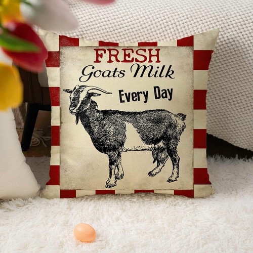 Vintage Farmhouse Animals Pillow Covers Red Buffalo Plaids Farm Fresh - Picture 5 of 7