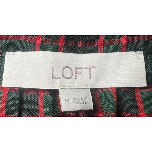 Loft Dress Womens Size Medium Red Green Plaid Long Sleeve Christmas New With Tag - Picture 9 of 14