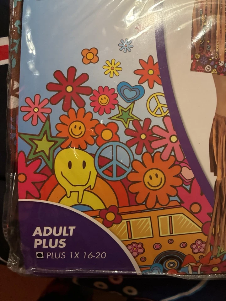 Disfraz Hippie Espíritu de Halloween Paz y Amor Talla PLUS IX NUEVO Foto 2 de 4