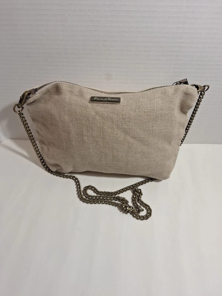 Bolso de Hombro Maison De Vacances 100% Cuero de Oveja y Lino París Francia "BISOUS" Foto 2 de 4