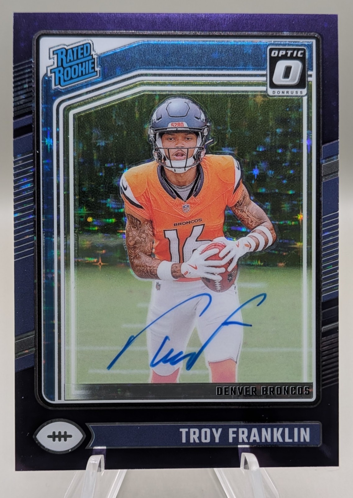 2024 Optic Rated Rookie TROY  FRANKLIN Purple Stars On Card AUTO Broncos /42