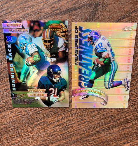 BARRY SANDERS REFRACTOR LOT 1998 TOPPS CHROME + 1996 BOWMAN’S BEST INSERTS HOF - Picture 2 of 5