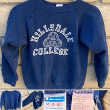 Vintage Hillsdale College Underarm Gusset Raglan Sweatshirt Youth Kid M Champion