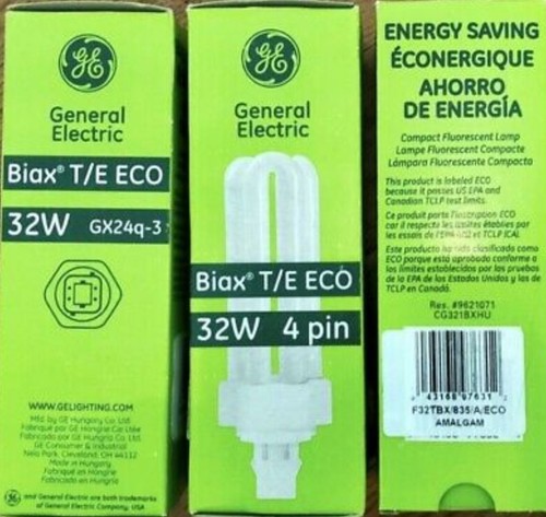 GE BIAX T/E ECO 32 WATT 4 PIN FLUORESCENT LAMP NEW IN BOX SCHOOL SURPLUS - Picture 2 of 2
