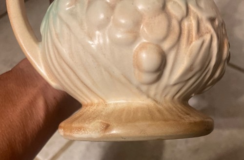 McCoy Usa Green Grapes & Leaves Vintage 9 1/8" Ewer Style Pitcher 1940s - Picture 12 of 16
