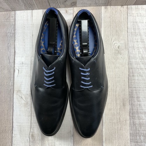 Zapatos de vestir Ted Baker London Jusdim de cuero derby para hombre talla 13 punta lisa negros - Imagen 4 de 13