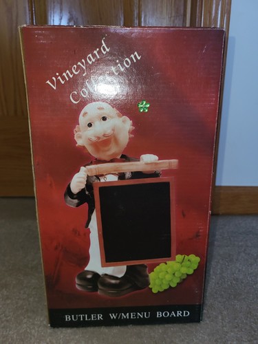 Butler Waiter Figure Holding Chalkboard Menu Board With Box - Picture 9 of 12