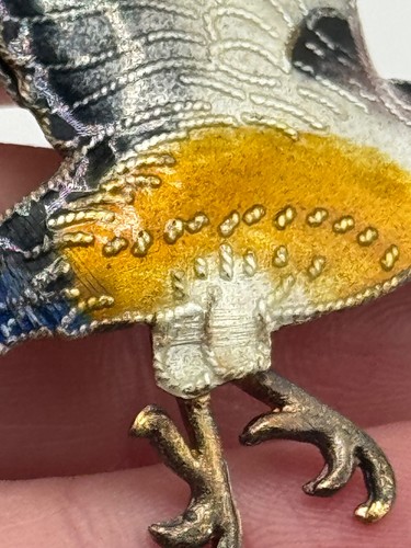 Sterling Silver Enamel Hawk Brooch - Picture 9 of 13