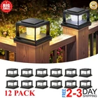 4X4 Post Solar Lights Outdoor: 12 Pack 2 Lighting Modes Fence Deck Cap Lights