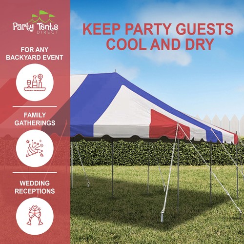 Weekender Pole Tent w Sidewalls 20x40 Red White Blue Canopy Event Wedding Party - Picture 5 of 7