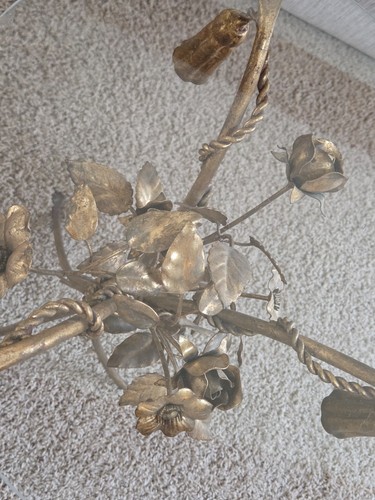 Hollywood Reg. Hans Kogl Tole Gilded Floral Rose End Side Table Base Only Italy - Picture 9 of 9