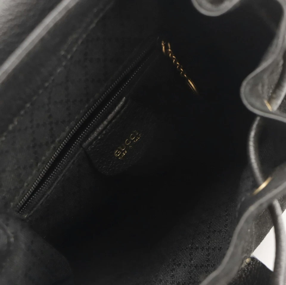 Mochila Gucci Negra Gamuza y Cuero Mango de Bambú Dos Vías Pequeña Foto 4 de 4