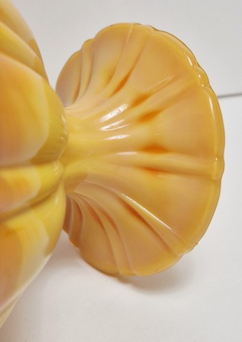 Vintage MCM L E Smith Large Bittersweet Orange Slag Glass Compote Candy Dish - Picture 15 of 24
