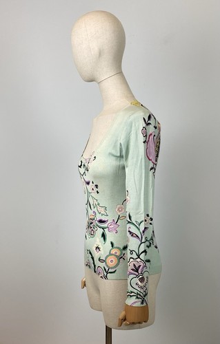 ETRO Milano Damen Pullover Seidenpullover mehrfarbig Blumen Langarm Größe 44 - Bild 6 von 17