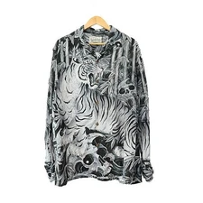 Wacko Maria 23AW Tim Lehi Hawaiian Shirt L/S Open Collar Black/Gray