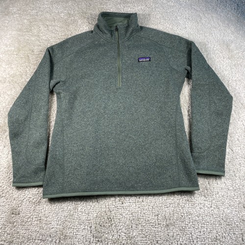 Patagonia Better Sweater Damen Large grün 1/4 Zip Pullover Ärmel-Tasche Strick