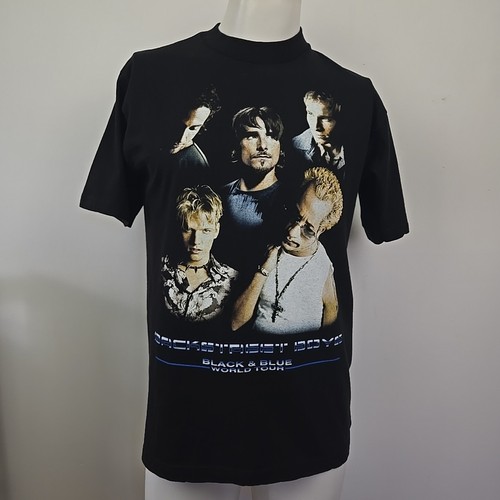 Vintage Y2K Backstreet Jungen T-Shirt schwarz & blau 2001 Tour doppelseitig riesiges Etikett M