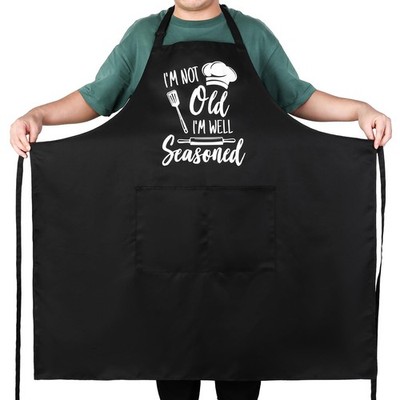Plus Size Funny Apron for Men Well Seasoned Adjustable Two Pockets 39x39