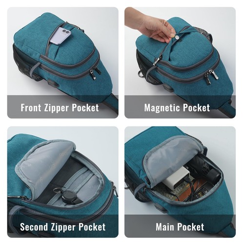 Sling Backpack with RFID Blocking and USB Charging Port, Hiking Daypack with ... - Picture 7 of 7