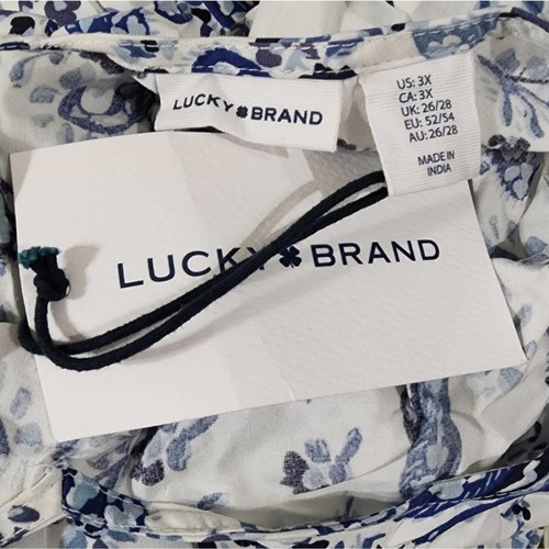 Maxi Vestido Lucky Brand Boho Azul y Blanco Floral Ditsy Talla Grande 3X ¡¡Nuevo!!! - Imagen 7 de 10
