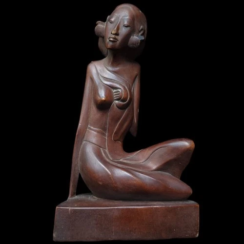Rare Pita Maha Balinese Wood Statue Female Sculpture Art Deco Collector Figur