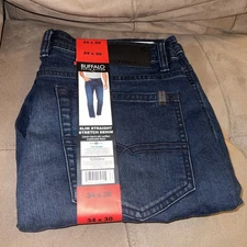 NWT MEN'S BUFFALO DAVID BITTON JEANS Jackson Slim Straight Dark Blue  34x30