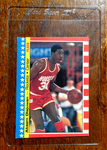 1987 Fleer All Star Sticker AKEEM OLAJUWAN Houston Rockets Basketball Karte - Bild 1 von 3