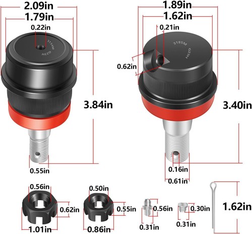 Heavy Duty Ball Joints 10626 for Dana 30 & 44, Jeep Wrangler JK JKU 2007-2018 - Bild 7 von 11