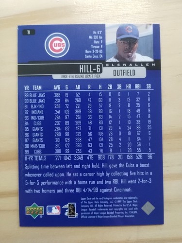 2000 Upper Deck - Glenallen Hill #71 - Bild 6 von 6