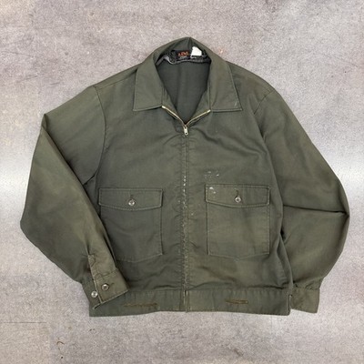 Vtg 70s Lee Chetopa Twill Work Jacket Mens 40 Regular Green Talon Zip USA Made