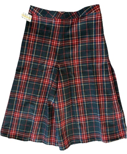 Culottes plisados a cuadros escoceses rojos vintage para mujer talla 12 - 31x31 Dark Academia - Imagen 14 de 14