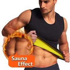 Men Sauna Suit Waist Trainer Vest Sweat Body Shaper Fat Burn Tank Top Shirt Gym