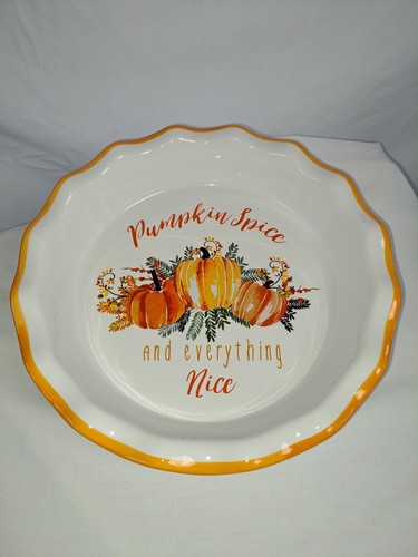 Ceramic Pumpkin Spice And Everything Nice Nantucket Pie Plate - Picture 1 of 6