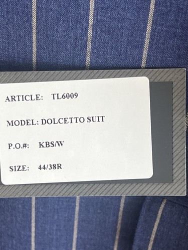 TIGLIO LUXE NWT Blue/Tan Pinstripe Notch Lapel Suit Size 44R - Picture 4 of 9