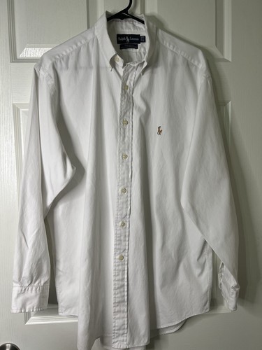 Ralph Lauren Dress Shirt Mens 16.5 - 34 Yarmouth Solid White 100% Cotton 2XL