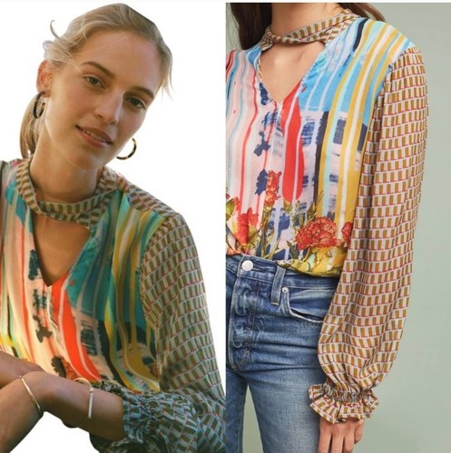 Conditions Apply Anthropologie Retro Peasant Top Medium Bohemian Spring Summer