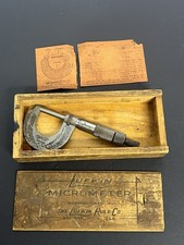 Antique Vintage LUFKIN MICROMETER NO 1641 With Wood Box Patent 1922