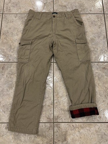 Mens 34X30 OUTDOOR LIFE Fleece Lined Work Cargo Pants Hiking Camping Khaki - Bild 3 von 13