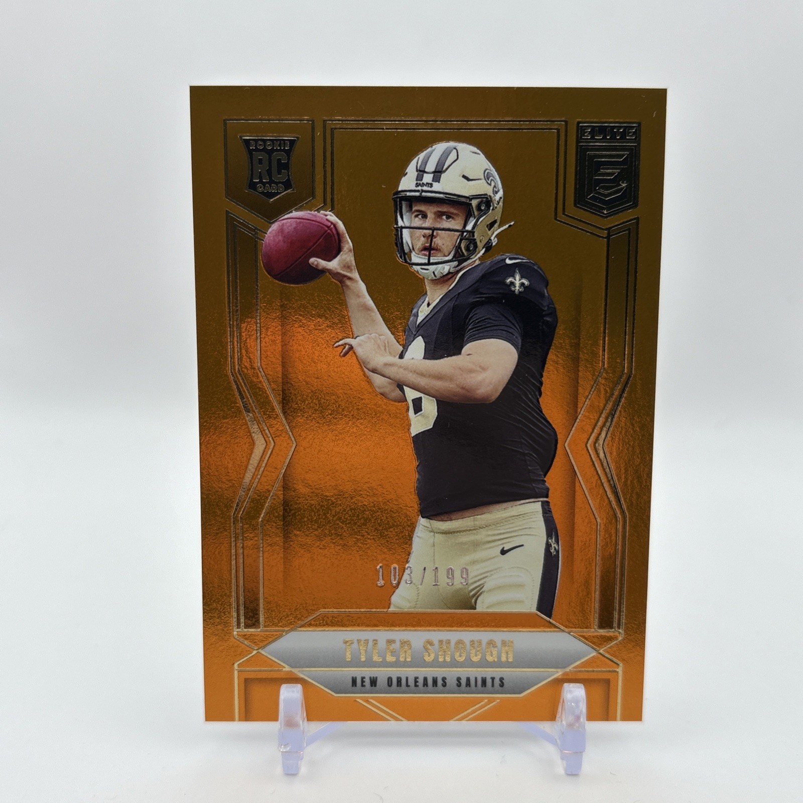 2025 Panini Donruss Elite Tyler Shough Rookie Orange /199 RC Saints #178
