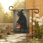 T-Rex Witch Pumpkin Lantern Gothic Horror Halloween Garden Flag