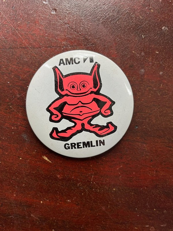 Vintage 1970s AMC Gremlin Car Dealer Button