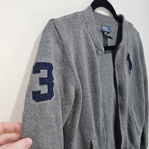 Polo Ralph Lauren Boys Medium 10 - 12 Gray Zip-Up Sweater Polo Logo 100% Cotton - Picture 6 of 15