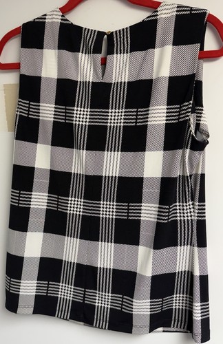 BRAND NEW CALVIN KLEIN TANK TOP WOMENS BLACK WHITE SLEEVELESS SIZE M FANCY - Picture 2 of 4